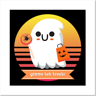 Halloween Cute Ghost Trick-or-Treating Adorable Costume Gimme teh Treats Posters and Art